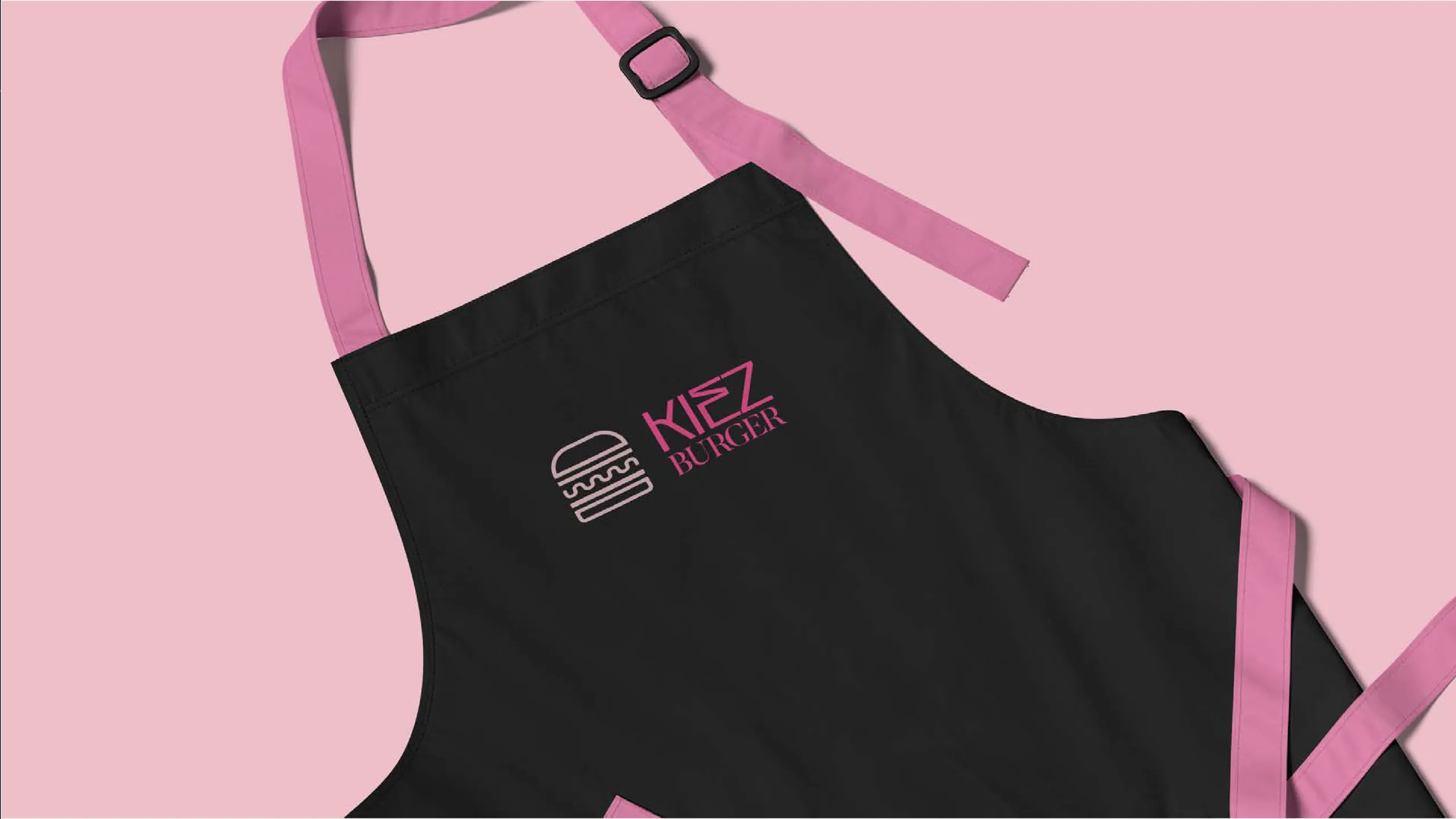 Kiez Burger repeating pattern motif traveling from wrap paper to signage to social